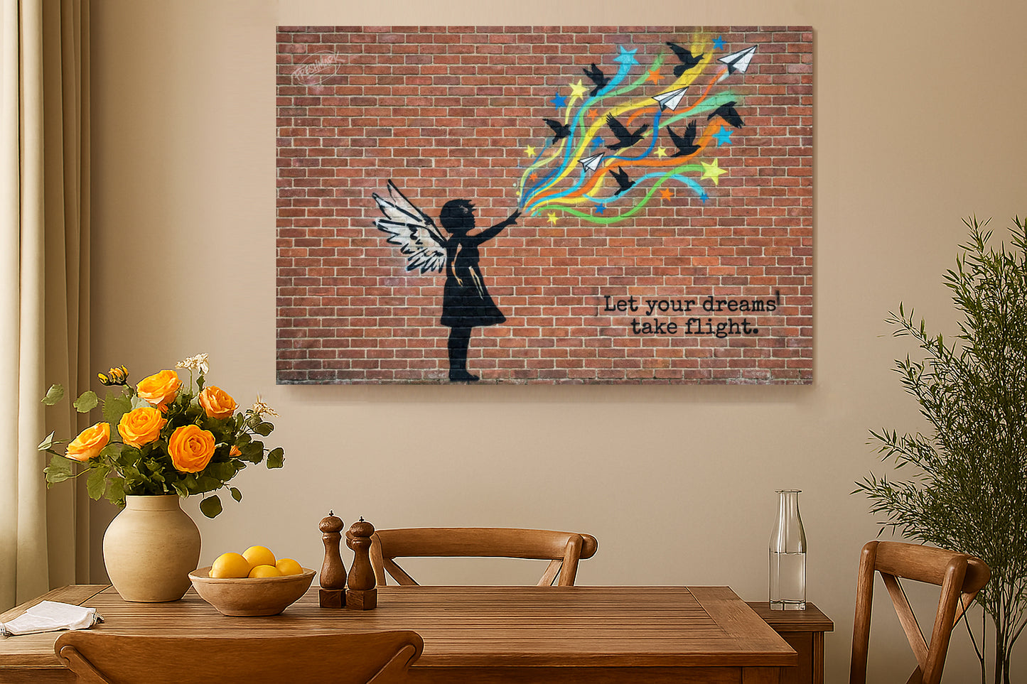 Let Your Dreams Take Flight – Inspirational Graffiti‑Style Canvas Art