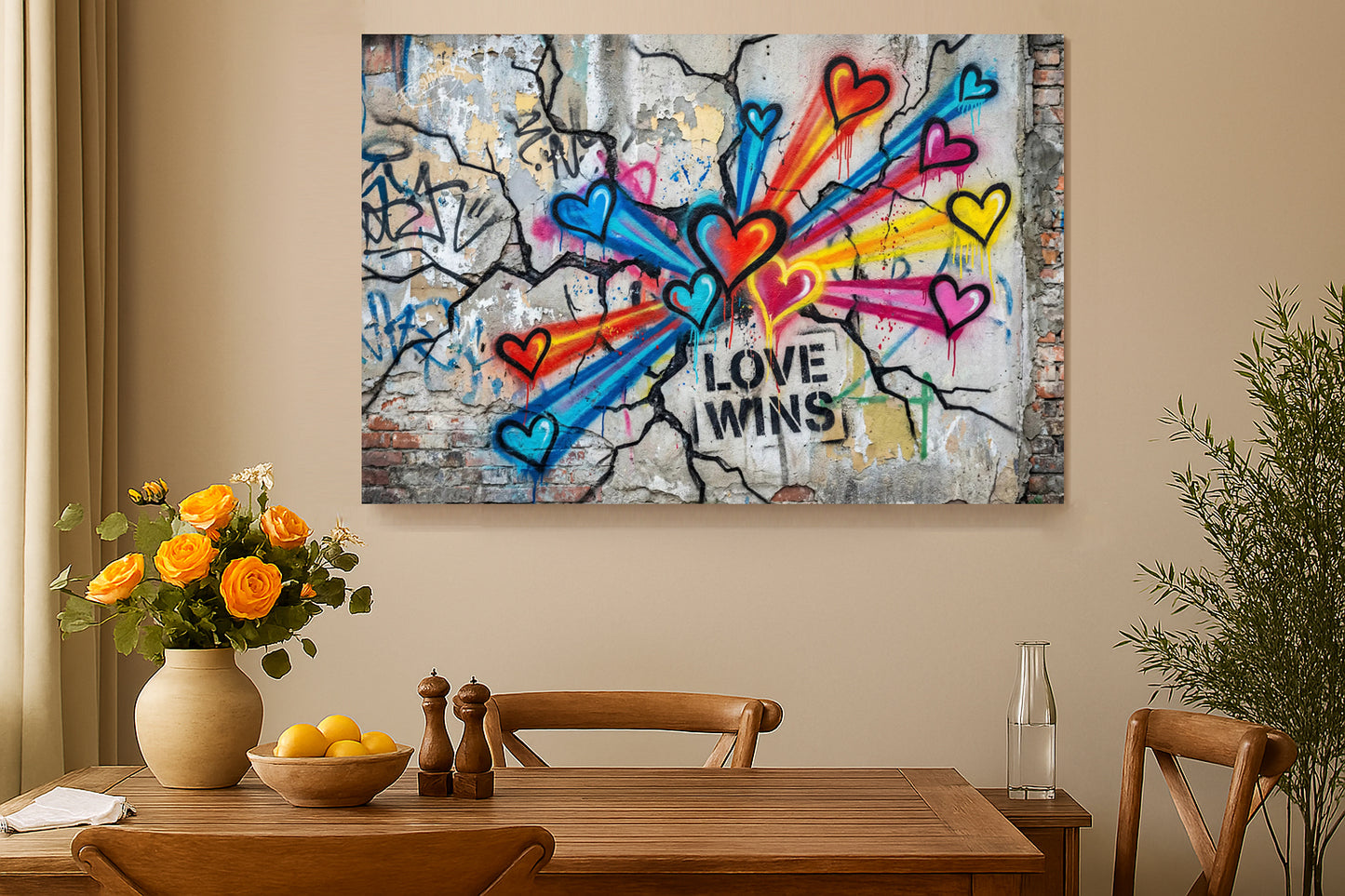 Love Wins – Vibrant Graffiti Heart Canvas Print
