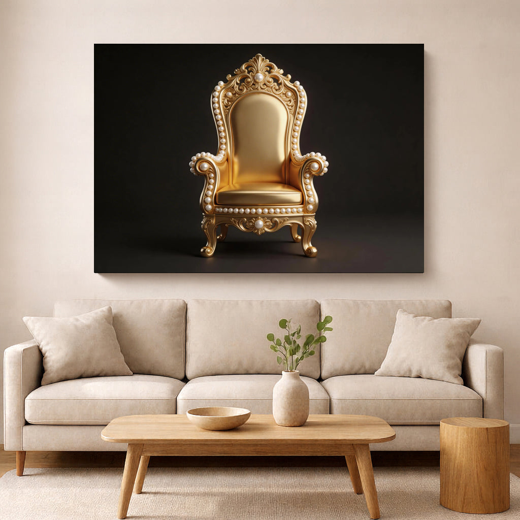 Quadro decorativo Trono Dourado – Tela de luxo em preto e dourado