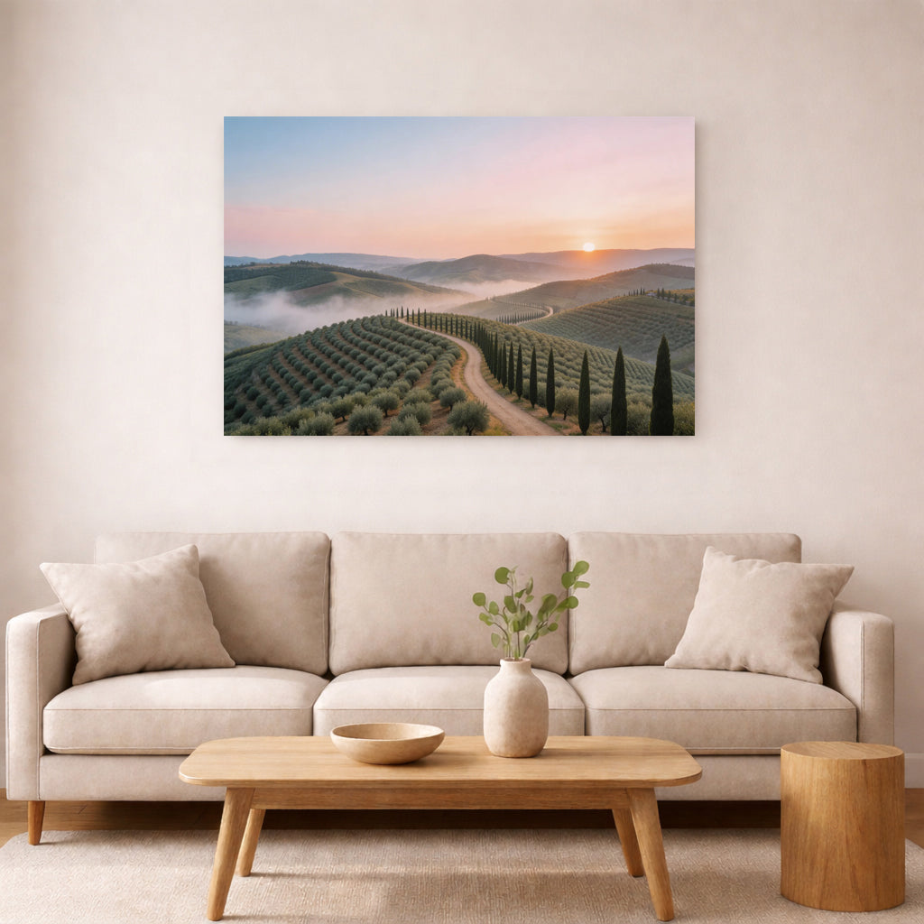 Tuscan Sunrise Landscape Canvas | Cypress Road Wall Art