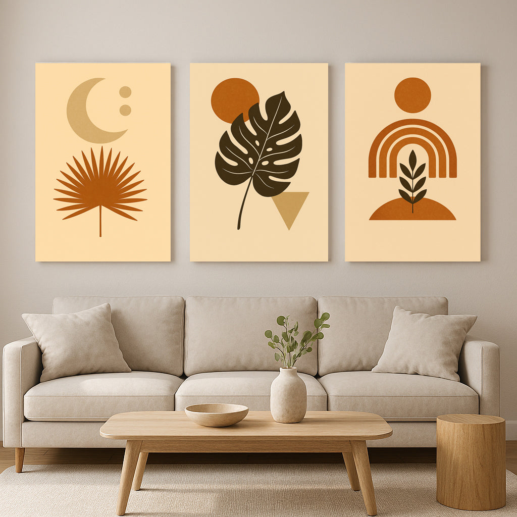 Modern Boho Abstract Botanical Wall Art Set – Minimalist Geometric Prints