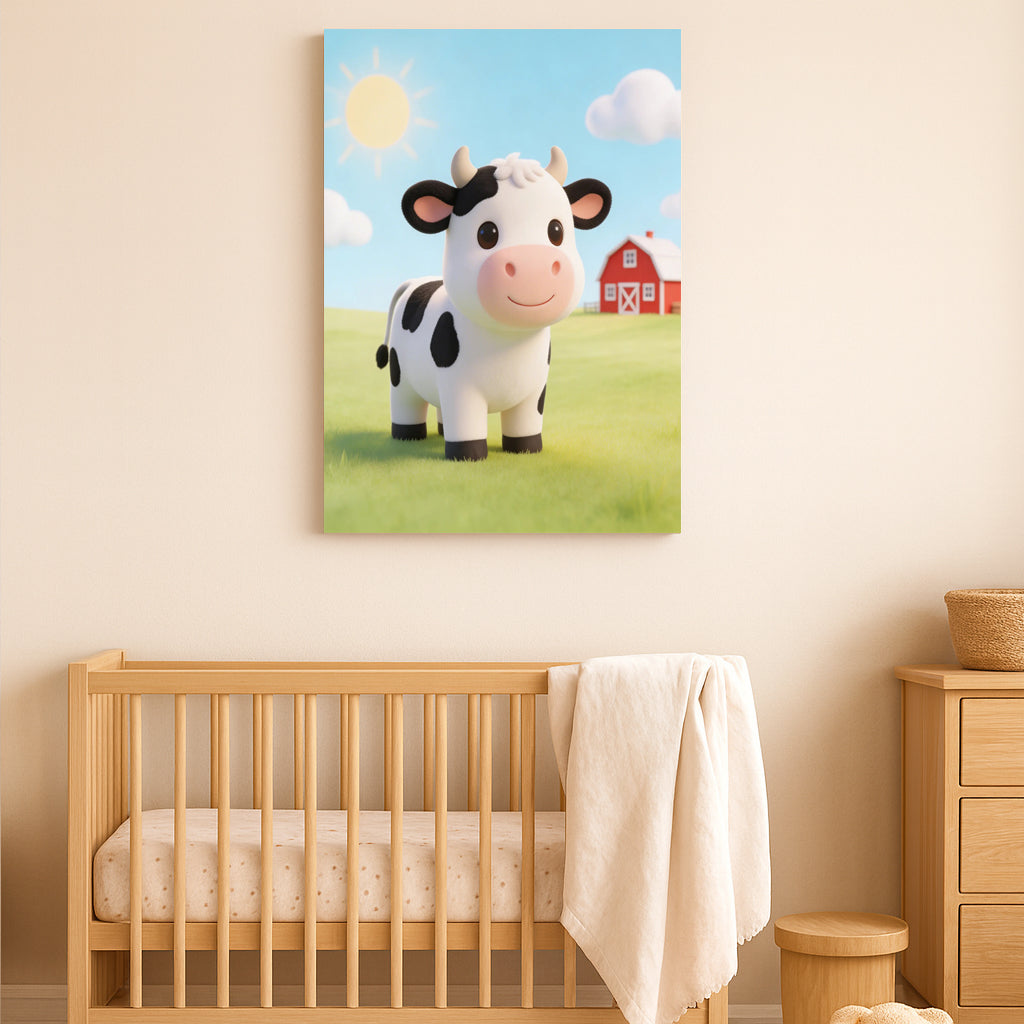 Cute Cow Nursery Wall Art – Farm Animal Print for Baby Room Decor