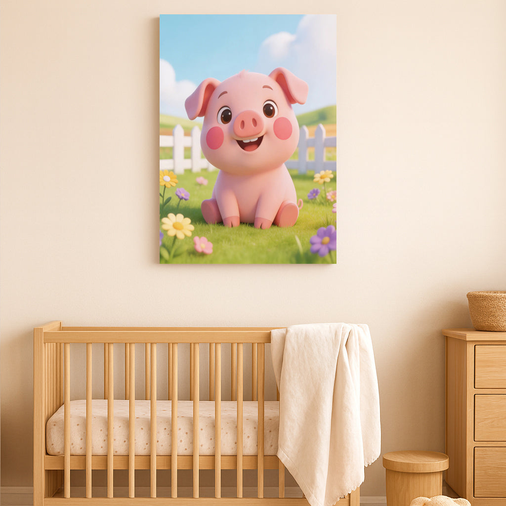 Cute Piglet Nursery Wall Art – Farm Animal Print for Baby Room Decor
