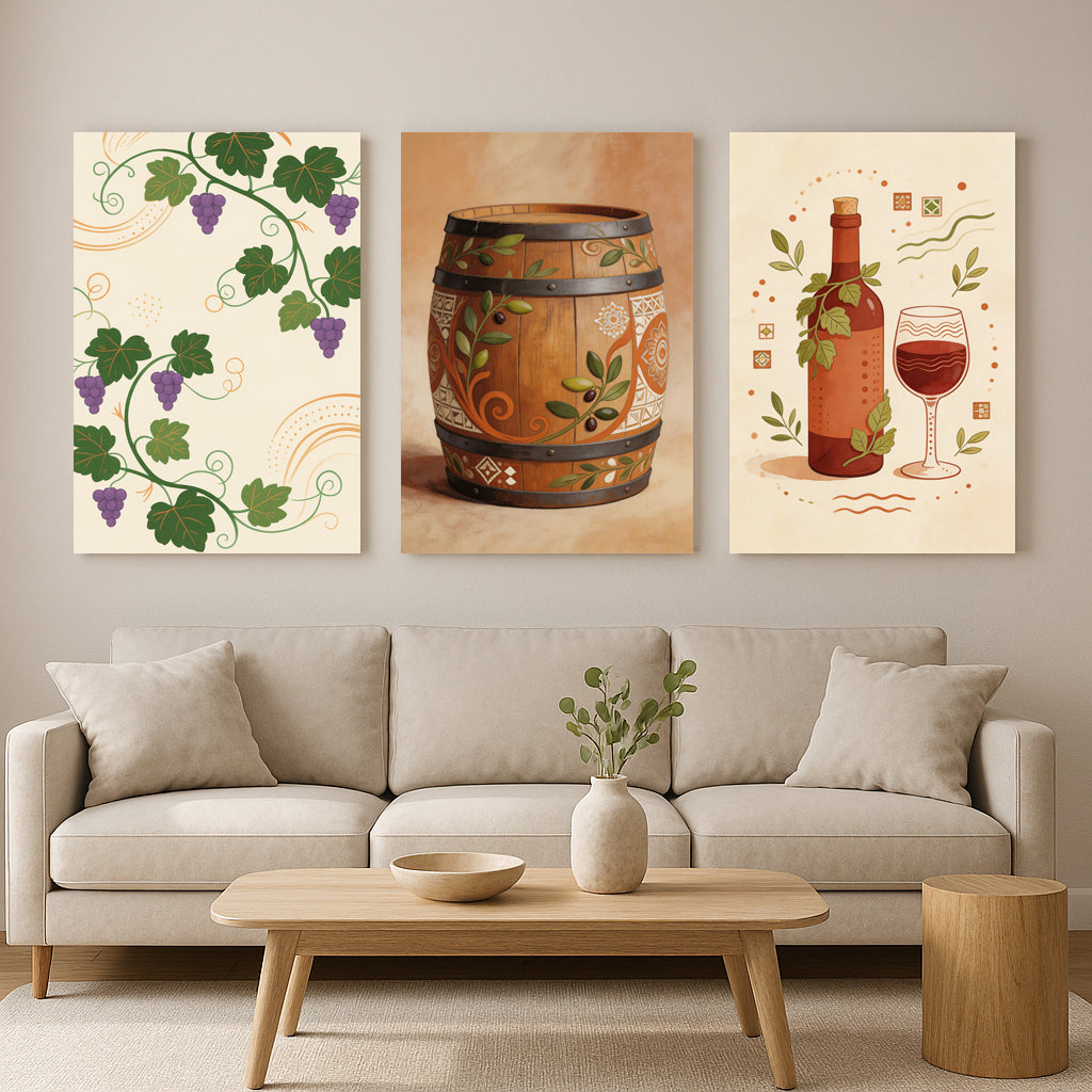 Douro Valley Vineyard Canvas Set – Portugal Landscape Art