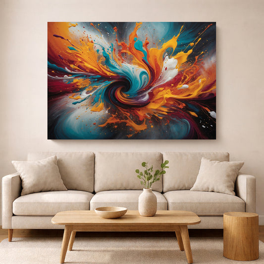 Vibrant Swirl Abstract Wall Art – Modern Colorful Canvas for Living Room Decor