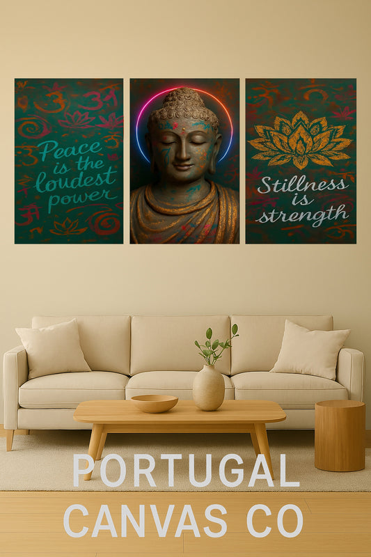 Buddha Meditation Wall Art – Peace & Stillness Triptych