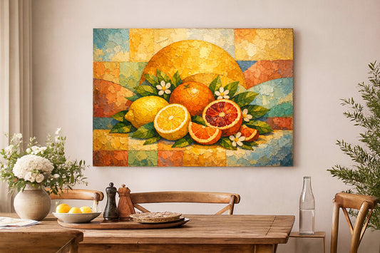 Citrus Fruit Still Life Canvas – Mediterranean Lemon Orange Kitchen Wall Art Canvas Print — Portugal Canvas Co