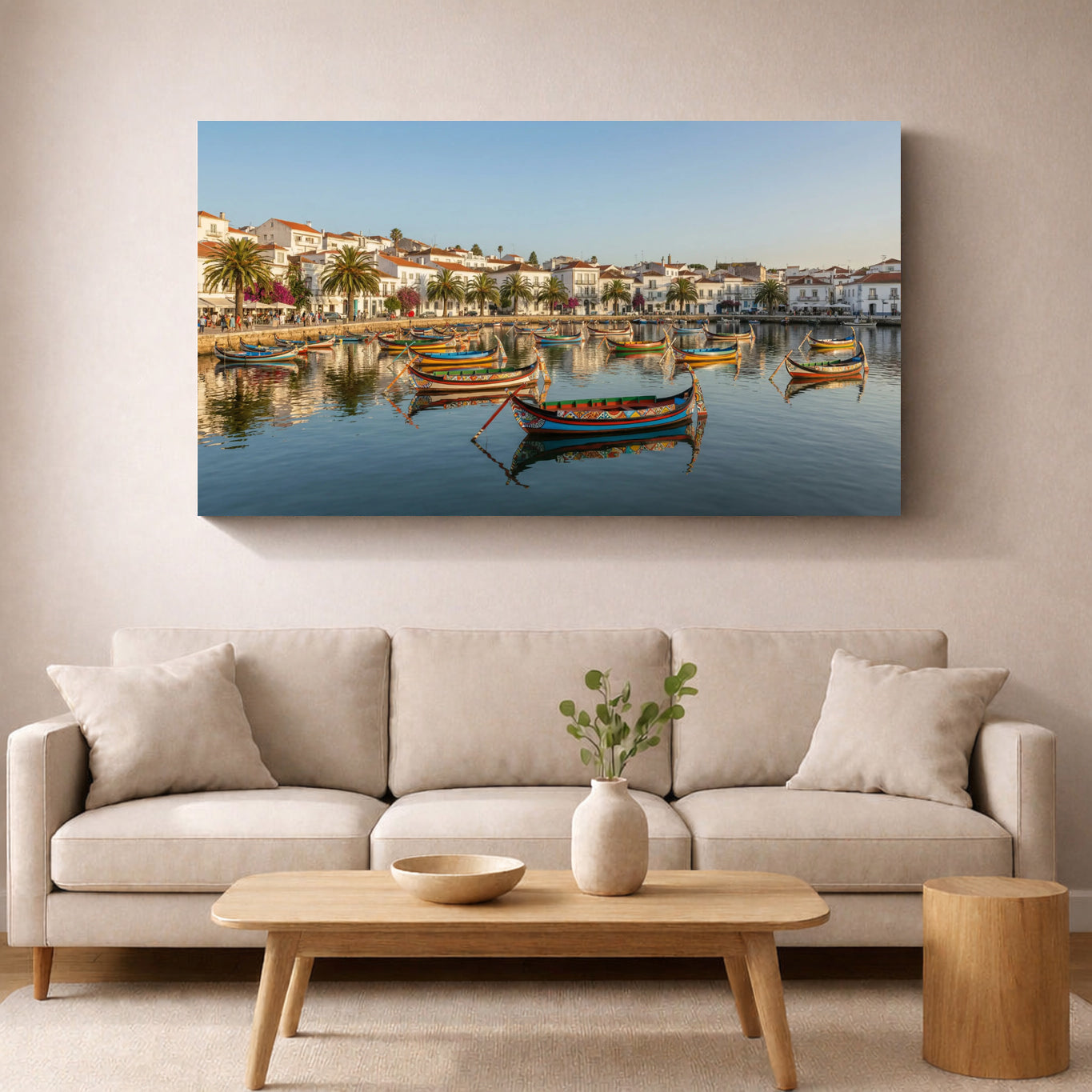 Traditional Portuguese Boats Canvas – Vibrant Coastal Decor Artwork