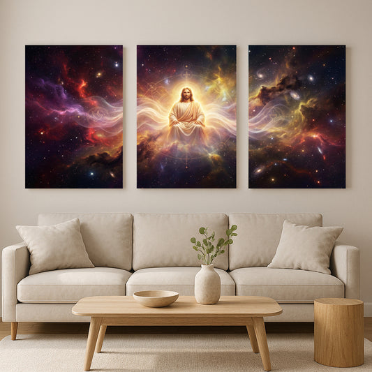 Religious Cosmic Jesus Wall Art Set | Christian Home Decor.