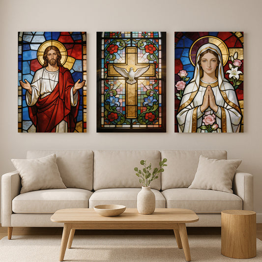 Divine light celestial triptych 3 canvas wall art set