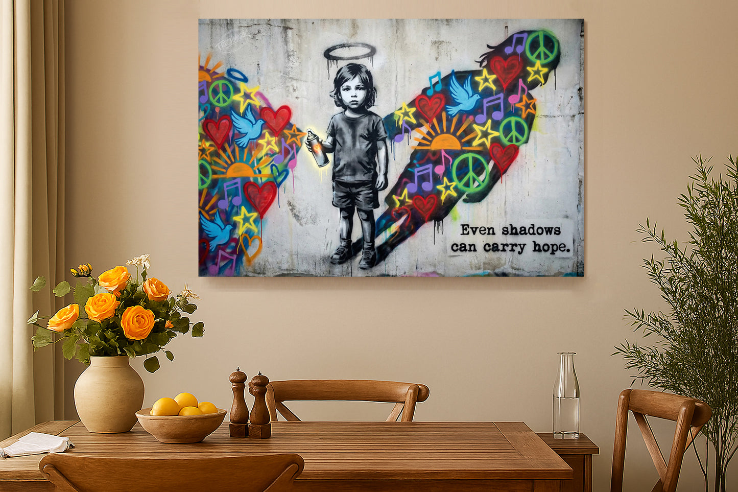 “Even Shadows Can Carry Hope – Inspirational Graffiti Canvas Art”