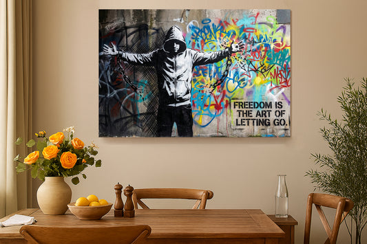 Graffiti Canvas Freedom Is the Art of Letting Go inspirational graffiti canvas — Portugal Canvas Co