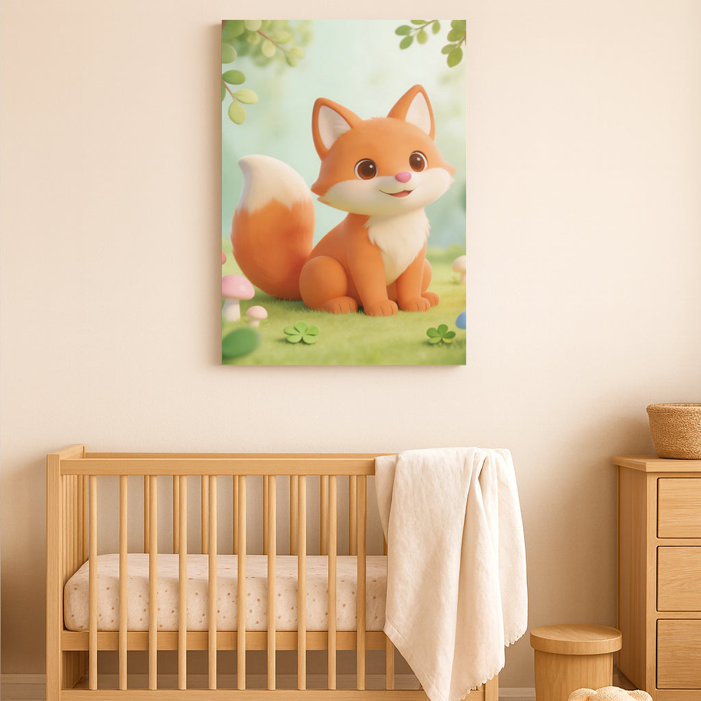 Bonito arte de pared de zorro para guardería – Lámina de animales del bosque para decoración de habitación de bebé