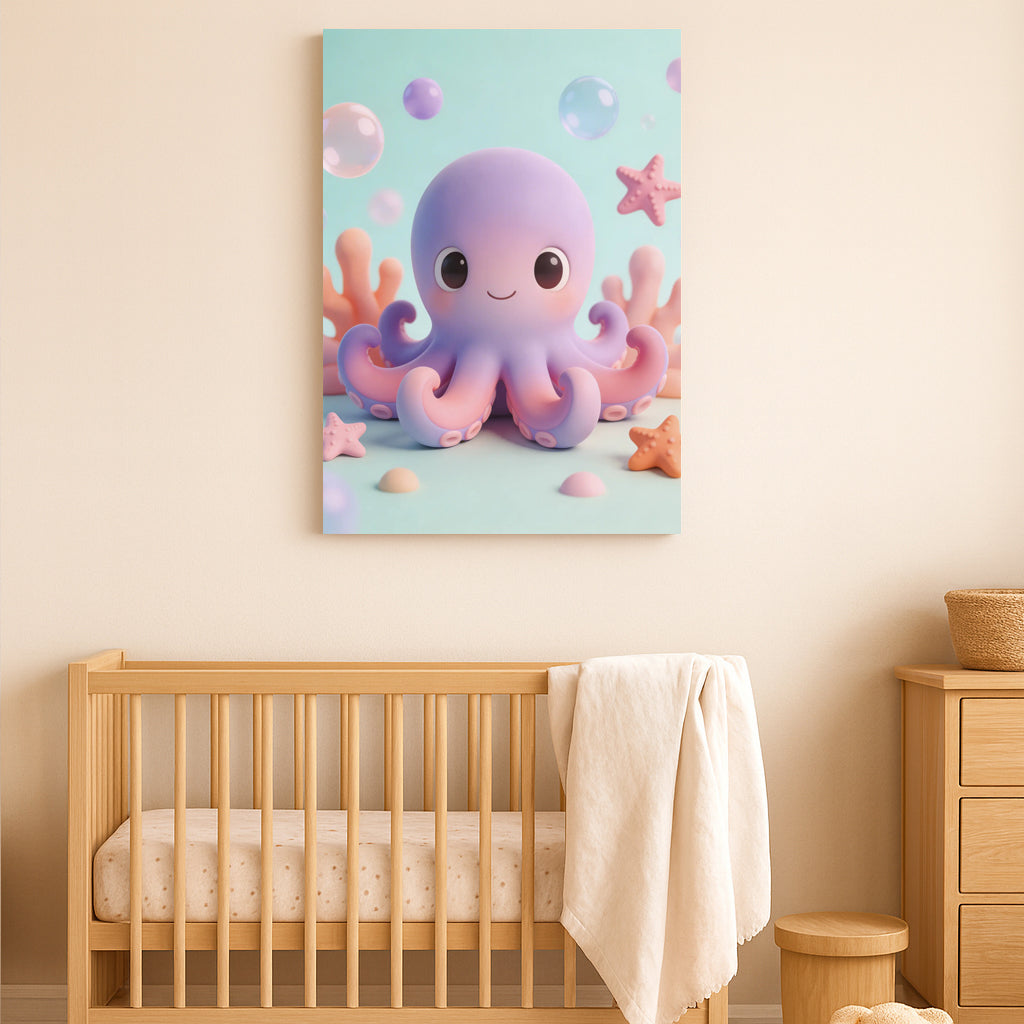 Cute Octopus Nursery Wall Art – Underwater Animal Print for Baby Room Decor