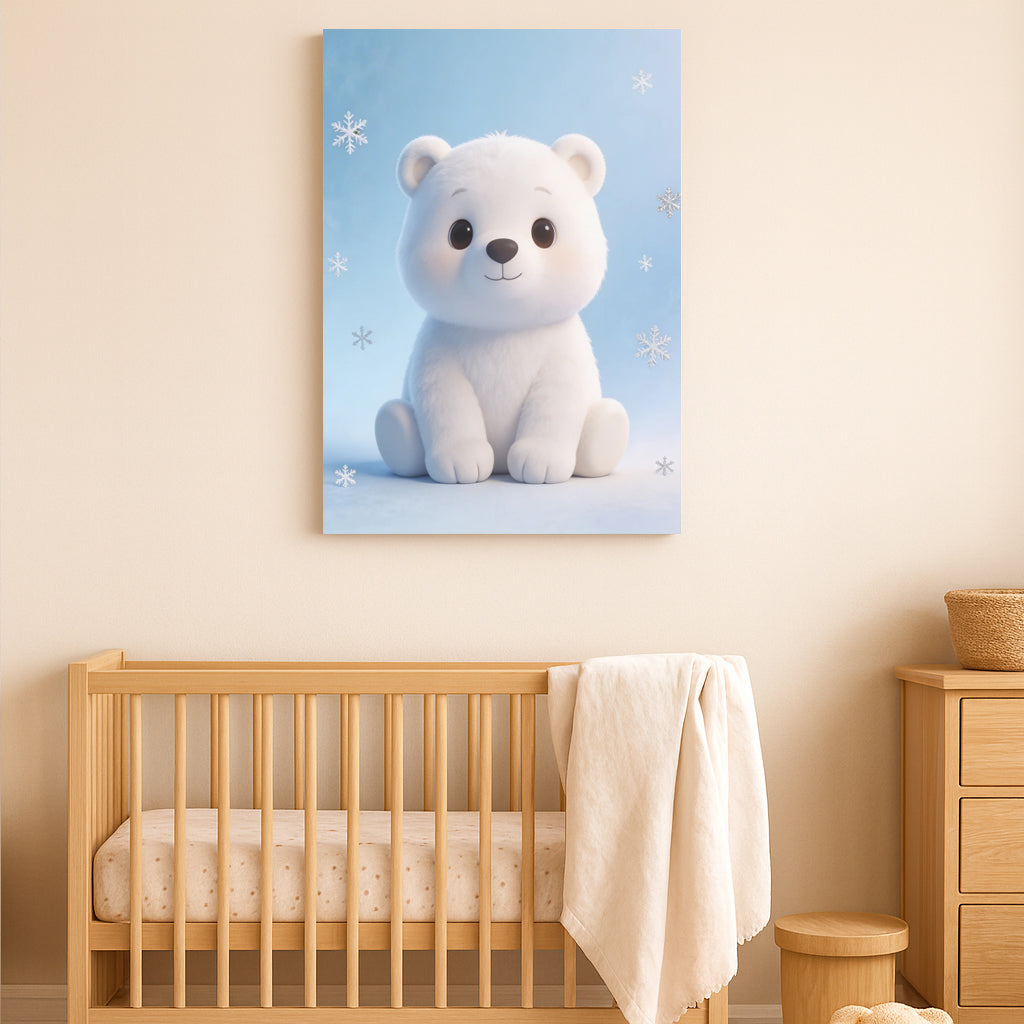 Lindo Arte de Pared de Oso Polar para Guardería – Lámina de Animales Invernales para Decoración de Habitación de Bebé