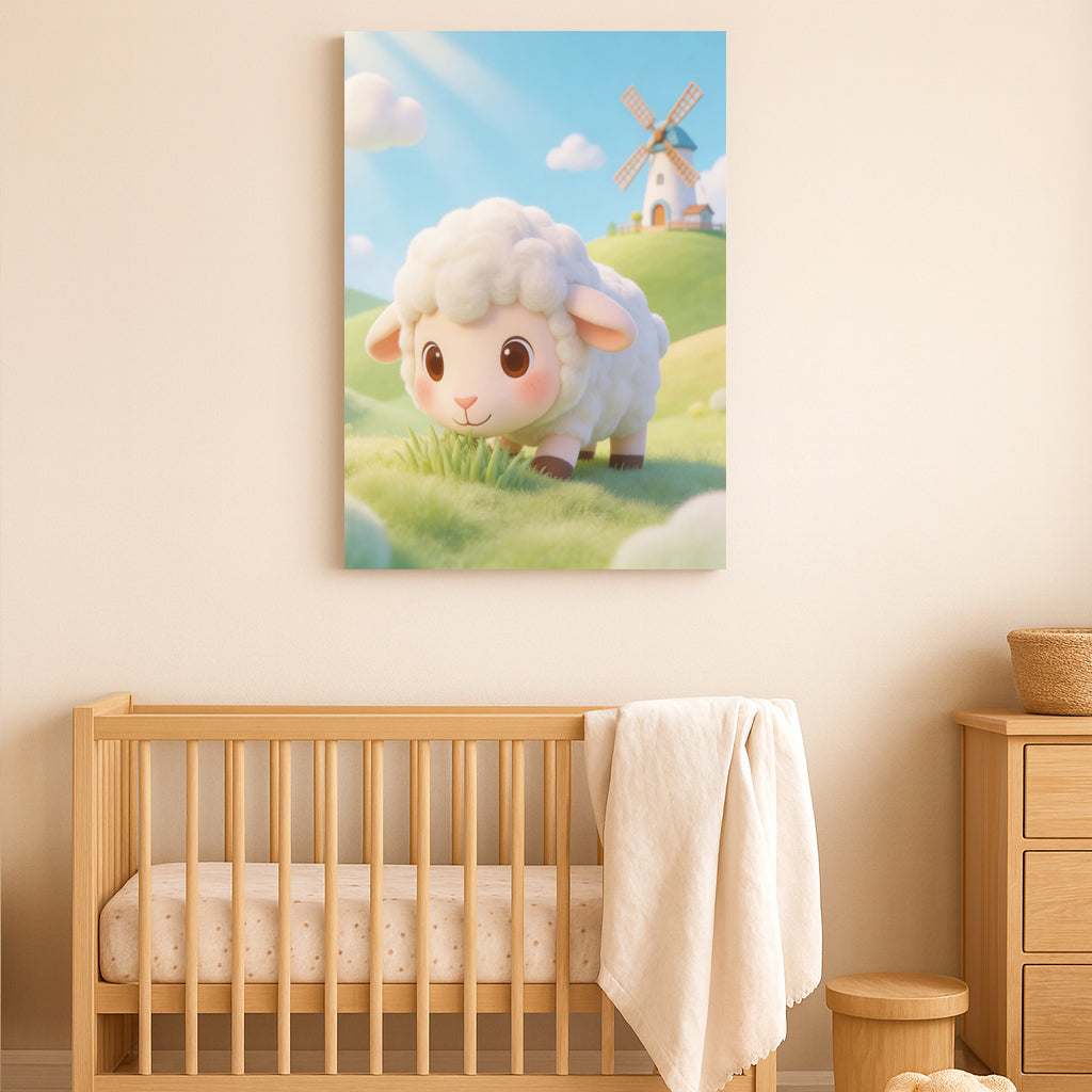 Cute Lamb Nursery Wall Art – Farm Animal Print for Baby Room Decor