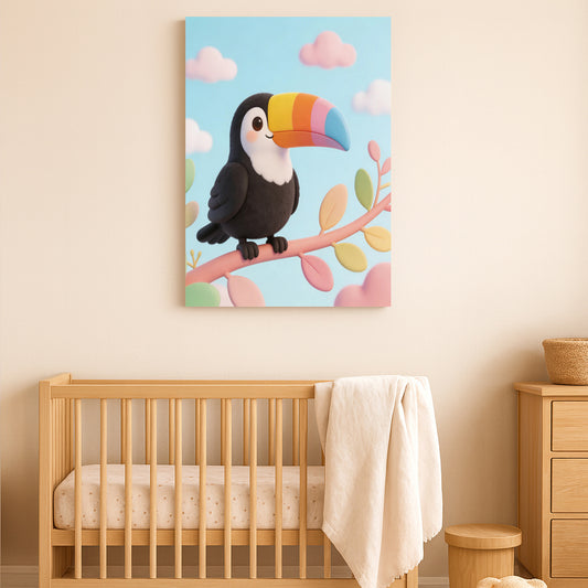 Cute Toucan Nursery Wall Art – Colorful Jungle Bird Print canvas wall art — Portugal Canvas Co