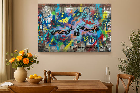 Break Free vibrant urban street art graffiti canvas — Portugal Canvas Co