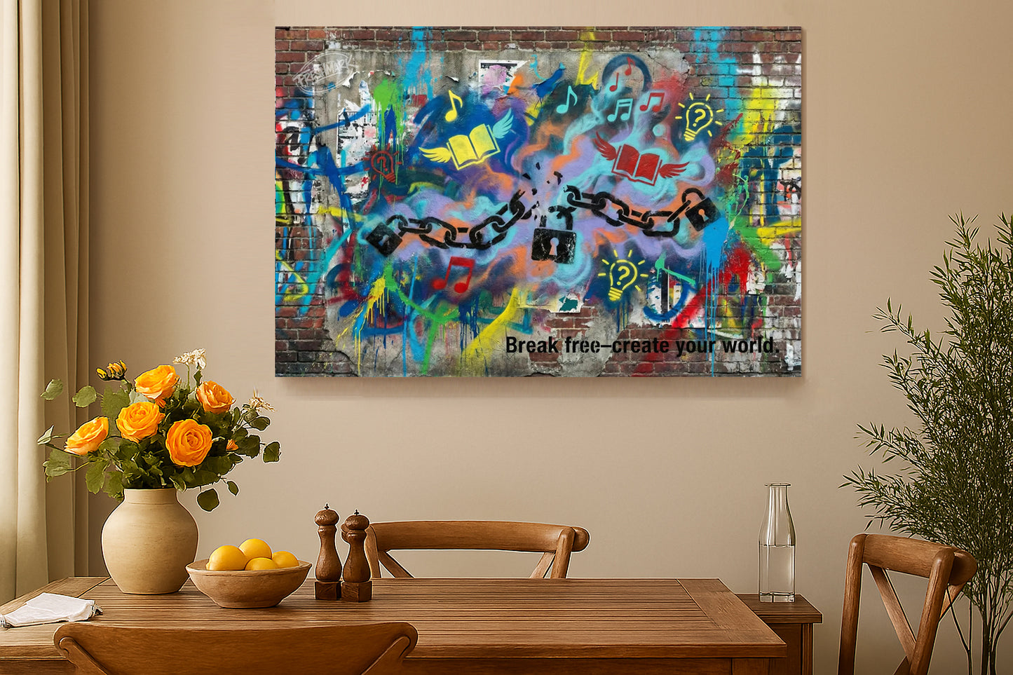 “Break Free Graffiti Canvas – Vibrant Urban Art of Creativity & Freedom”