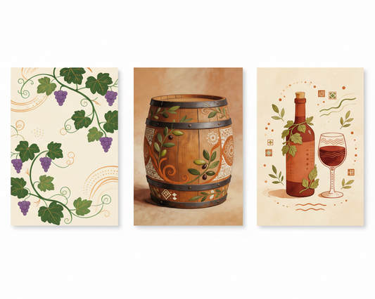 Douro Valley Vineyard Canvas Set three-panel triptych flat lay overhead view on white background – Portugal Canvas Co