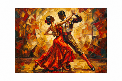 Expressive dancing couple gallery-wrapped canvas on a pure white background - Portugal Canvas Co