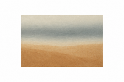 Muted grey-blue and sandy beige abstract horizon canvas flat lay on pure white background - Portugal Canvas Co