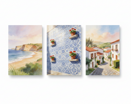 Mediterranean Wall Art – White Background Mockup - Portugal Canvas Co