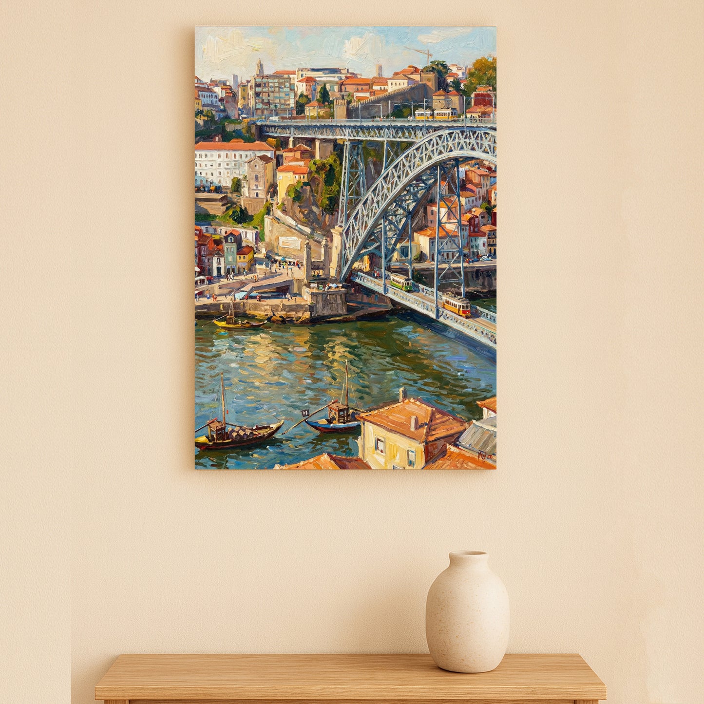 Porto Portugal Canvas Print Set – Dom Luís Bridge, Tram & Lello Bookstore